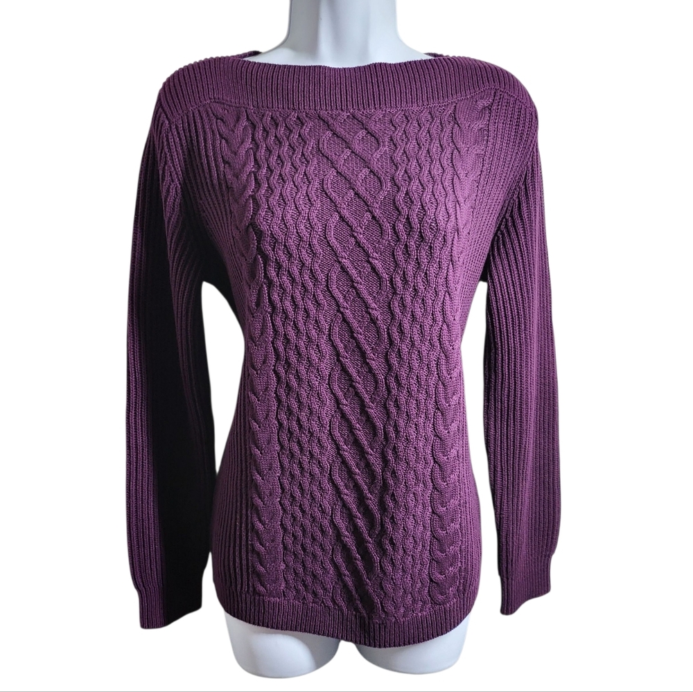 Tommy Hilfiger Women's Purple Cable Knit Sweater